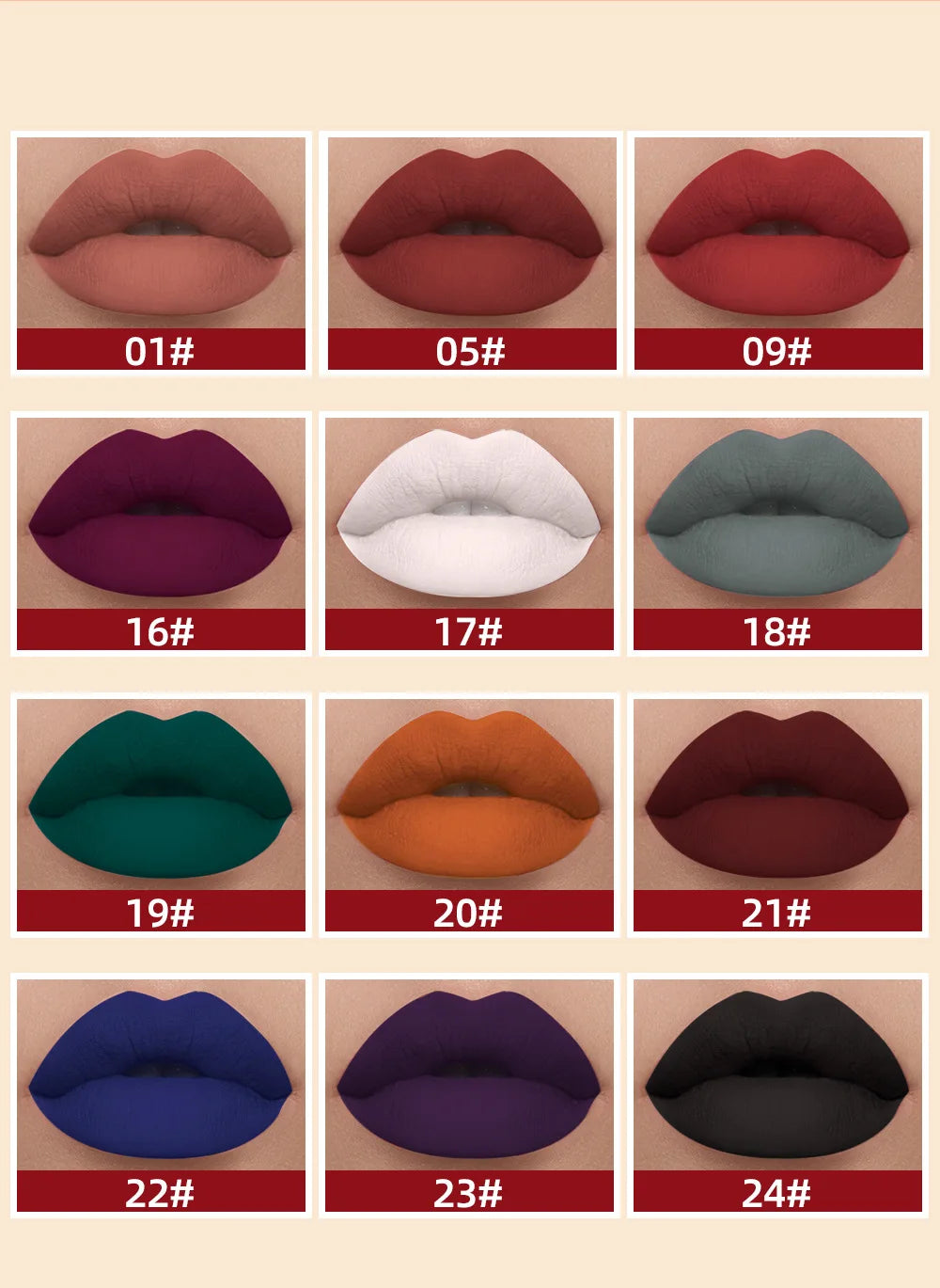 Coffret de gloss mat de luxe, 12 teintes waterproof, non collant, longue tenue, pour un maquillage de fête quotidien