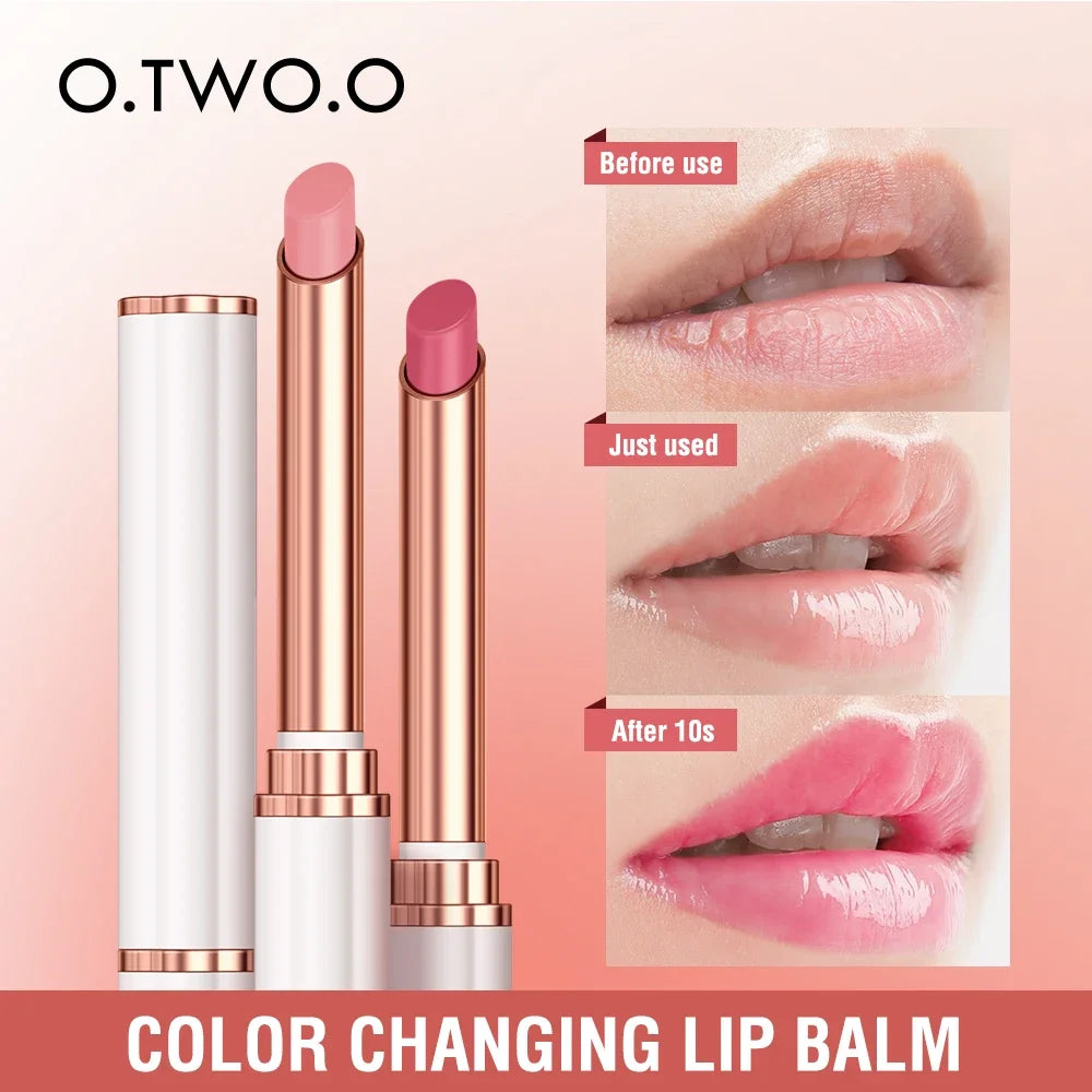 O.TWO.O Rouge à lèvres changeant de couleur Baume à lèvres hydratant Brillant à lèvres nourrissant longue tenue Cire d'abeille naturelle Soins des lèvres Cosmétiques