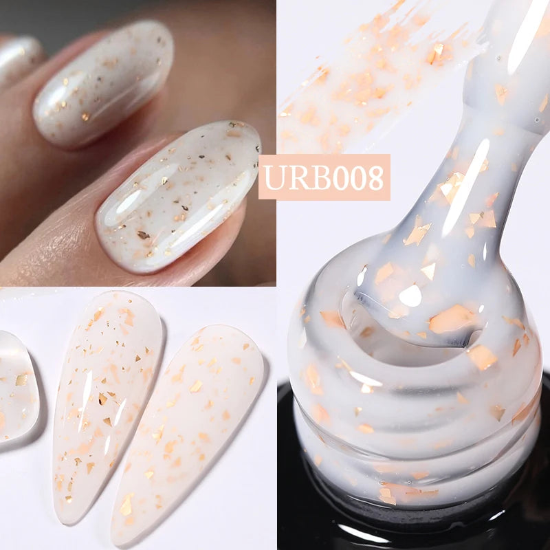 UR SUGAR Esmalte de uñas en gel con base de goma, color azul, dorado, con brillo, capa superior, esmalte de uñas en gel UV LED, para manicura