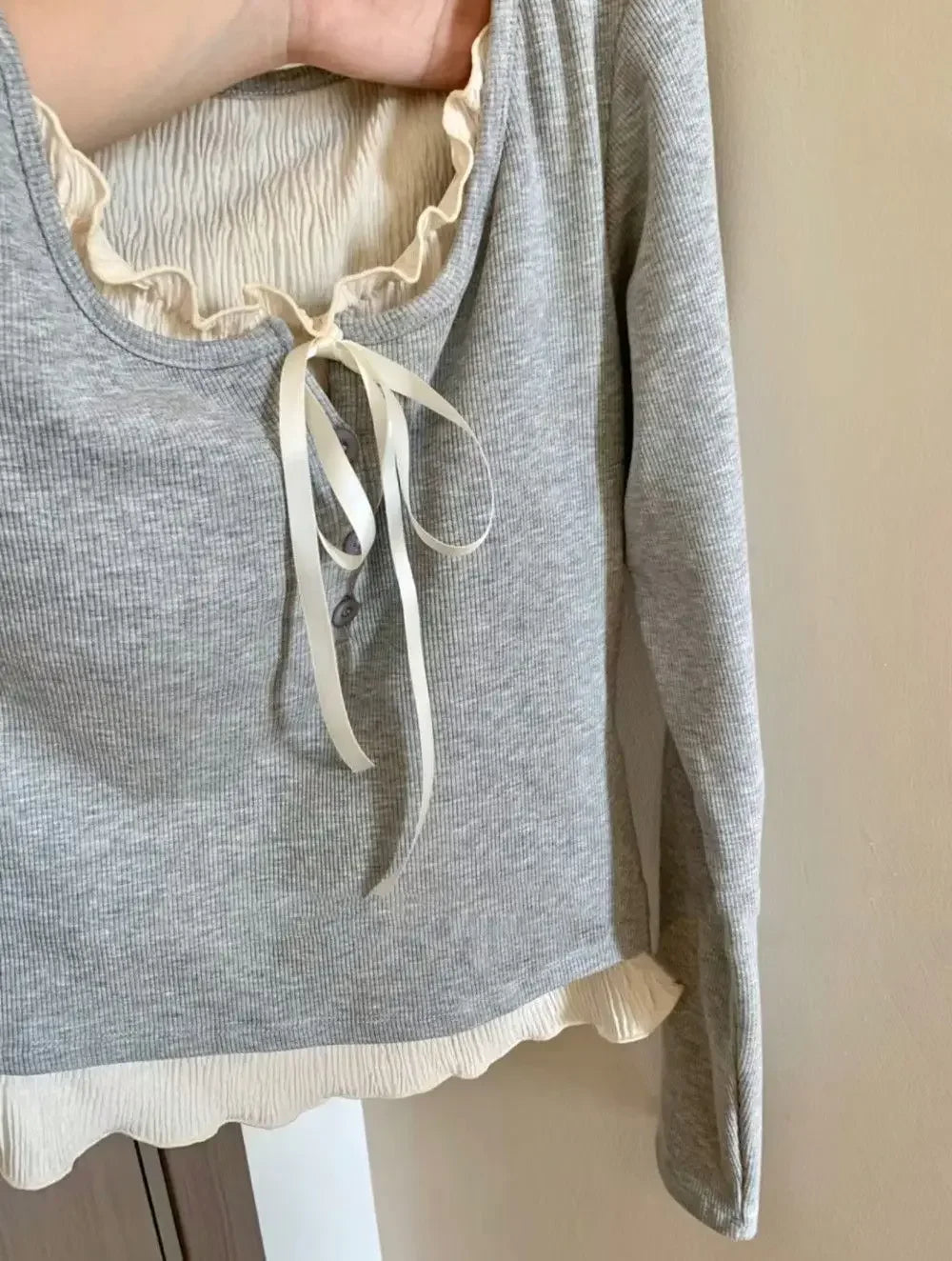 2024 Summer Kawaii Sweet Y2k Crop Tops Woman Casual Slim Long Sleeve Blouse Solid Korean Fashion Bodycon Pullover Office Lady - Lootquake