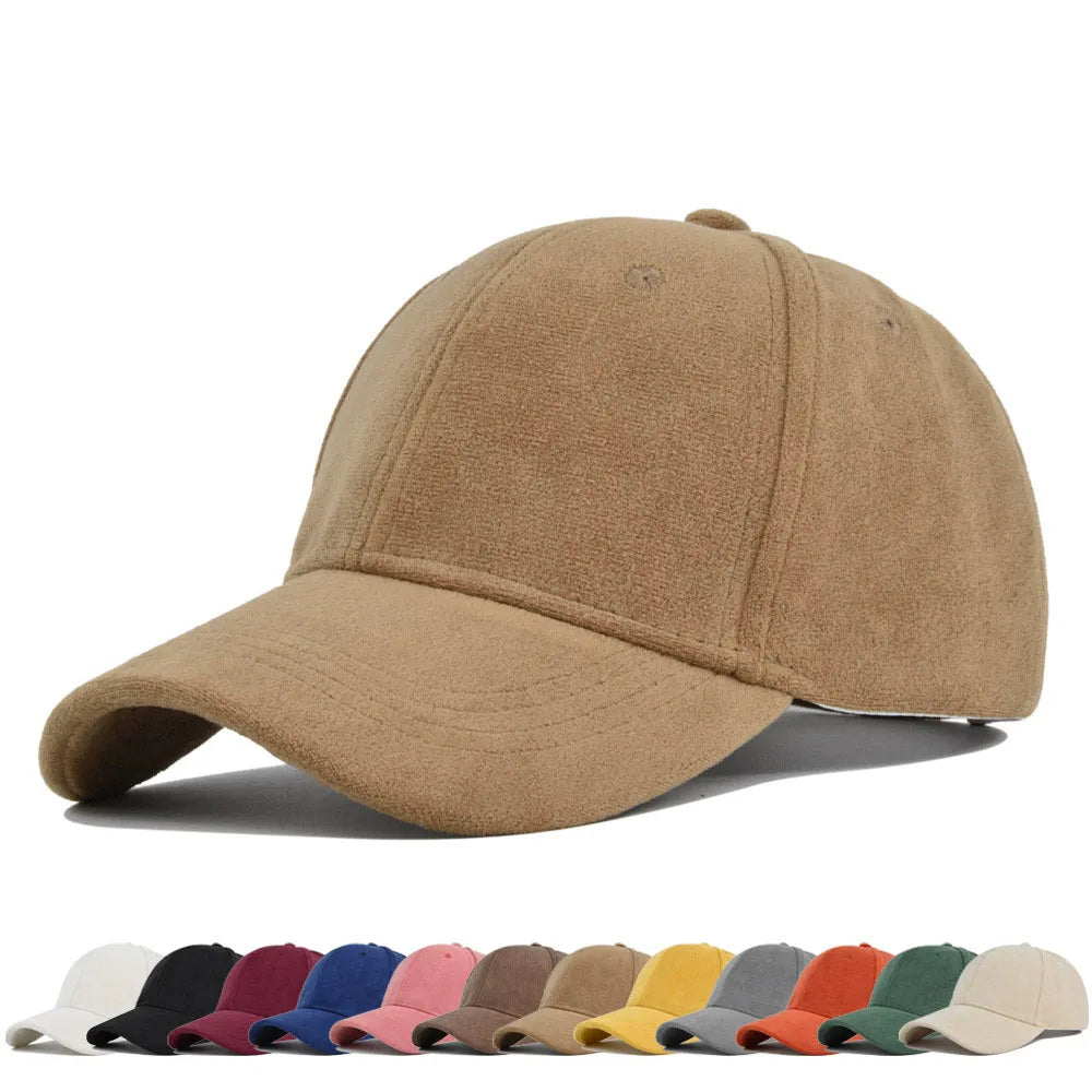 Solid Suede Retro Baseball Caps For Men Women Spring Autumn Street Snapback Hip Hop Hat Adjustable Faux Fur Sunscreen Visor Cap - Lootquake