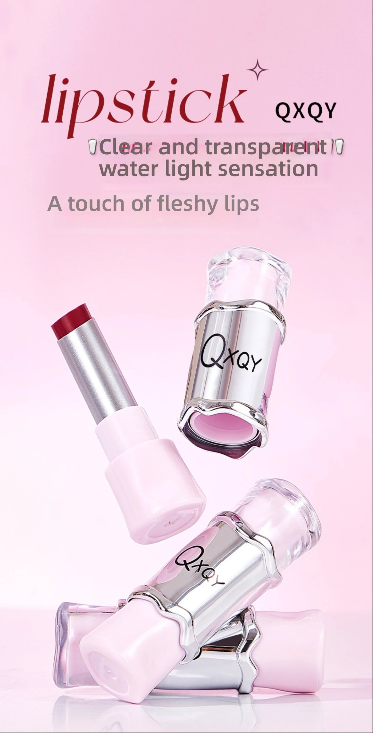 QXQY GLOSSY JELLY LIPSTICK - Brillant à lèvres effet miroir, hydratant et longue tenue, brillant à lèvres nude pour des lèvres pulpeuses et éclatantes (sans maquillage)