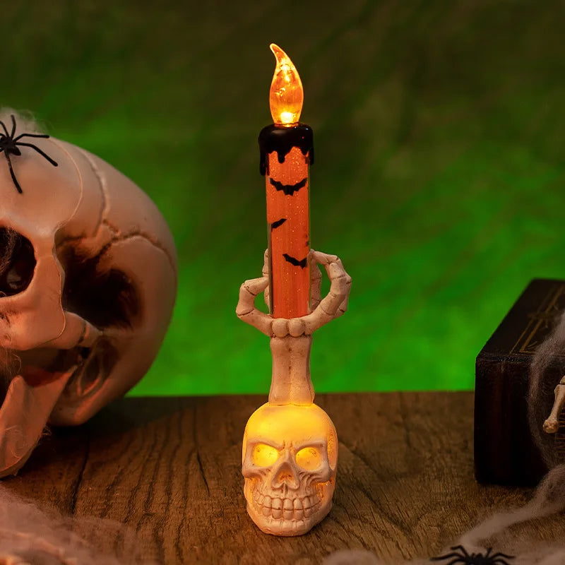 Lampe tête de mort pour Halloween, décoration créative pour fête effrayante, lanterne à bougie unique en forme de tête de mort, décoration d'Halloween, éclairage effrayant