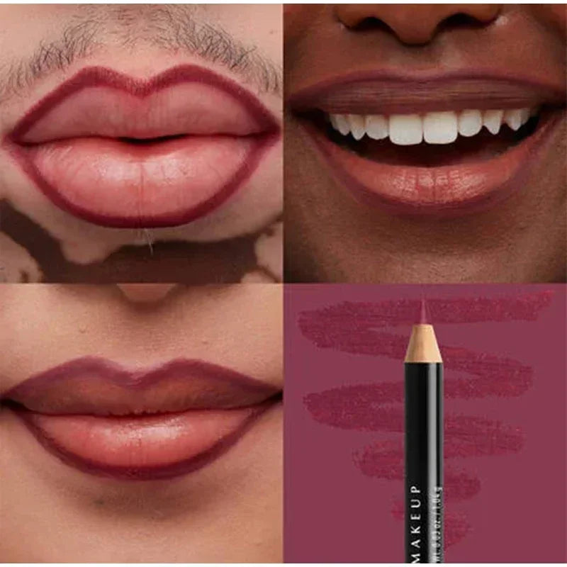 Lápiz labial fino color piel mate cremoso, duradero, resistente al agua, voluminizador, tinte labial, delineador de labios marrón natural, maquillaje profesional.