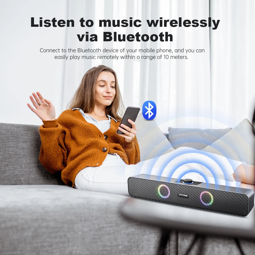 Bluetooth Speaker HD Sound Portable Playback AUX TF Card and USB LED Light Speaker Bluetooth 5.3 Wireless Loud Speaker amplified