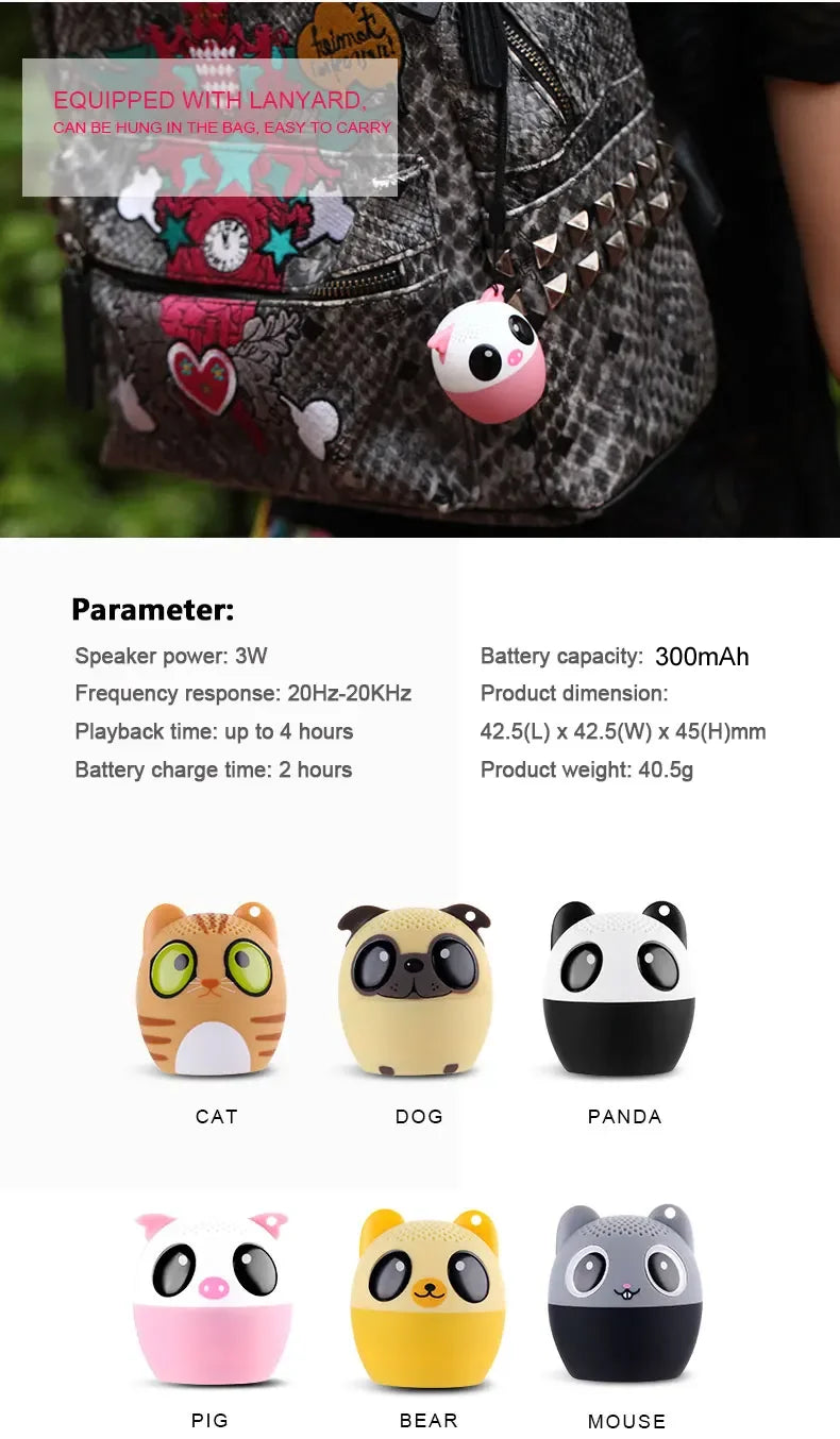 Altavoz Bluetooth para exteriores, minialtavoz TWS para fiestas con diseño de animales de dibujos animados para Navidad. La mejor opción para regalar a un niño.