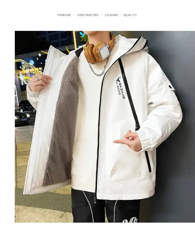 2023 Winter Thicken Fleece Hooded Jackets Mens Waterproof Warm Coats Windbreaker Outwear Males Outdoor - Lootquake