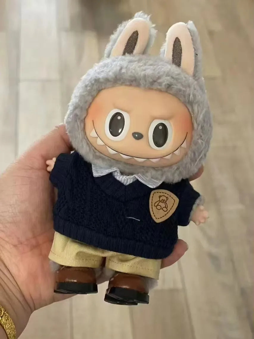 Ropa Labubu de 17 cm, accesorios para muñecas monstruo, ropa, regalo para niños, camisa, suéter, pantalones, zapatos, uniformes estudiantiles.