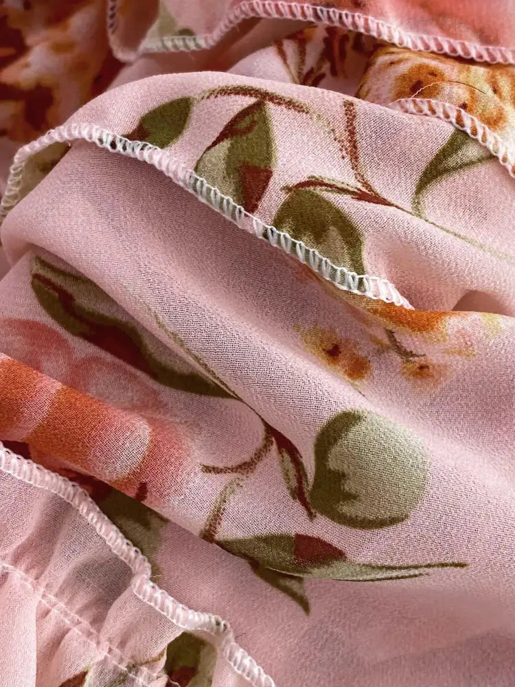 Summer New Off Shoulder Wrap Waist to Show Thin A-line Fragmented Cake Dress Women's Beach Vacation Chiffon Long Dress GD820 - Lootquake