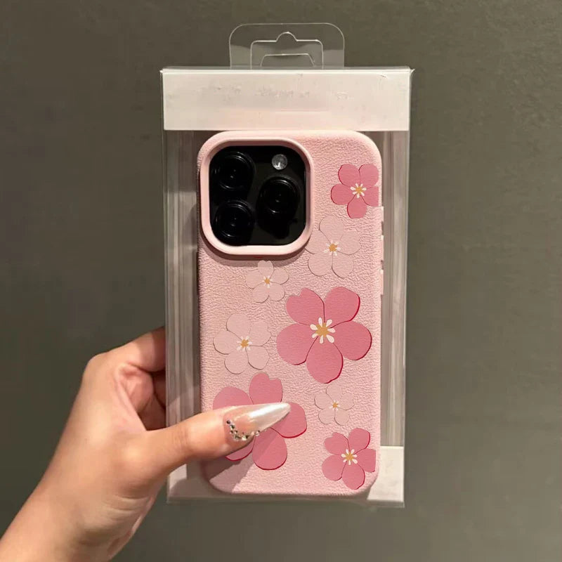 Funda para iPhone con diseño floral coreano