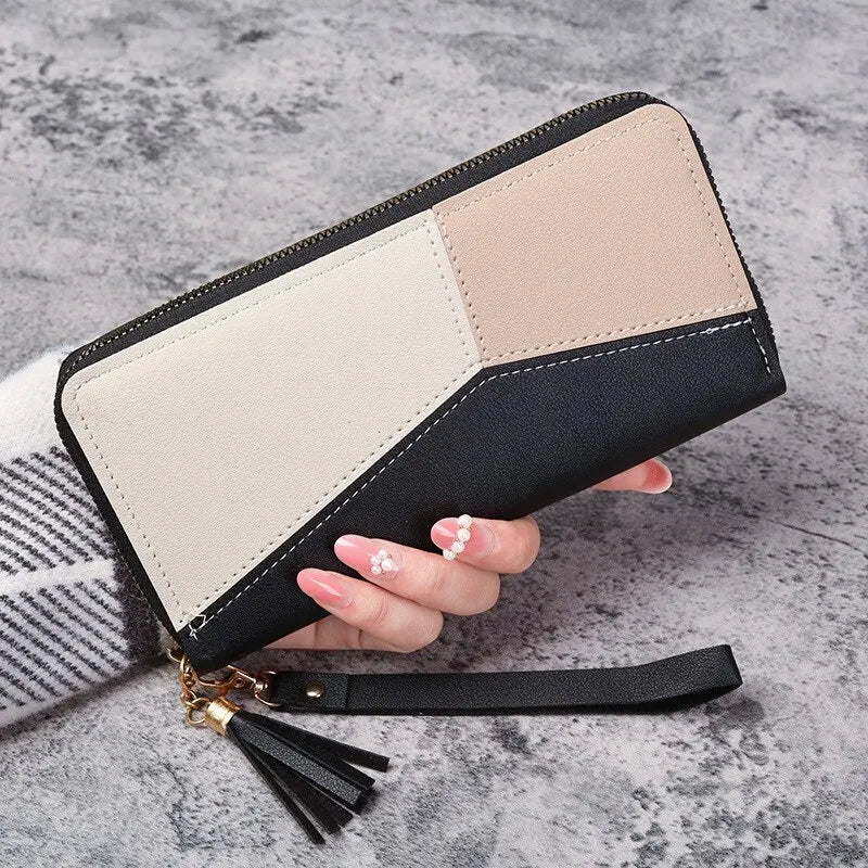 Fashion Zipper Wallets Womens Long Purses Handbags Coin Purse Cards Holder PU Leather Billfold Wallet - Lootquake
