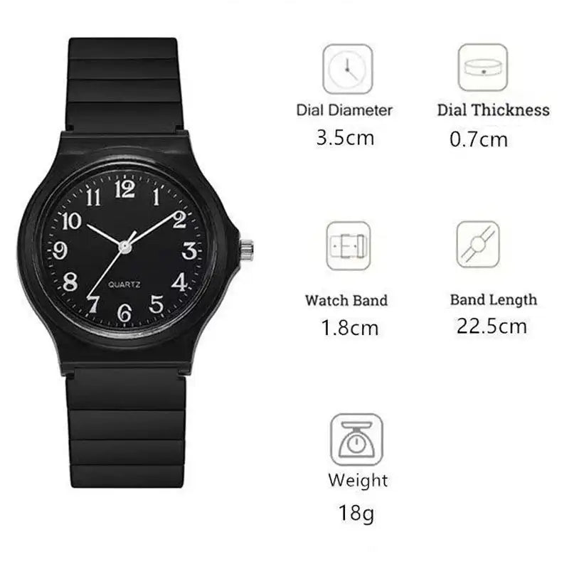 YIKAZE Exam Watch Silicone Strap Simple Women Watch Student Ladies Quartz Wristwatch Waterproof Round Small Dial for Women - Lootquake