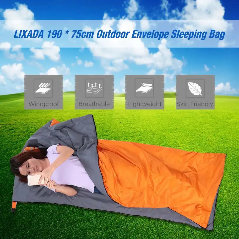 Saco de dormir portátil para exteriores Lixada de 190 x 75 cm, para acampar, viajar, senderismo, multifunción, ultraligero, 680 g, para mochileros.