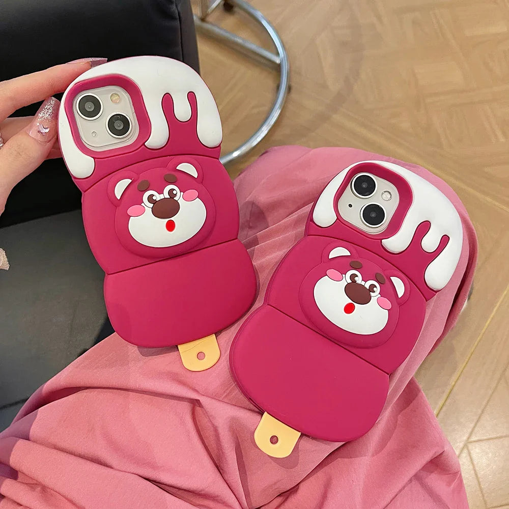 Funda de goma suave para teléfono con diseño de oso Cinnamoroll y helado