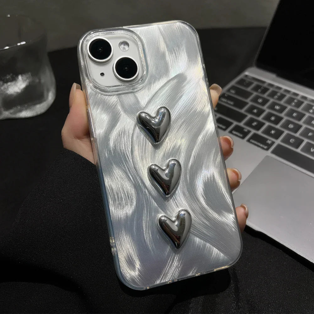 Funda suave de lujo para teléfono con corazón de amor en 3D