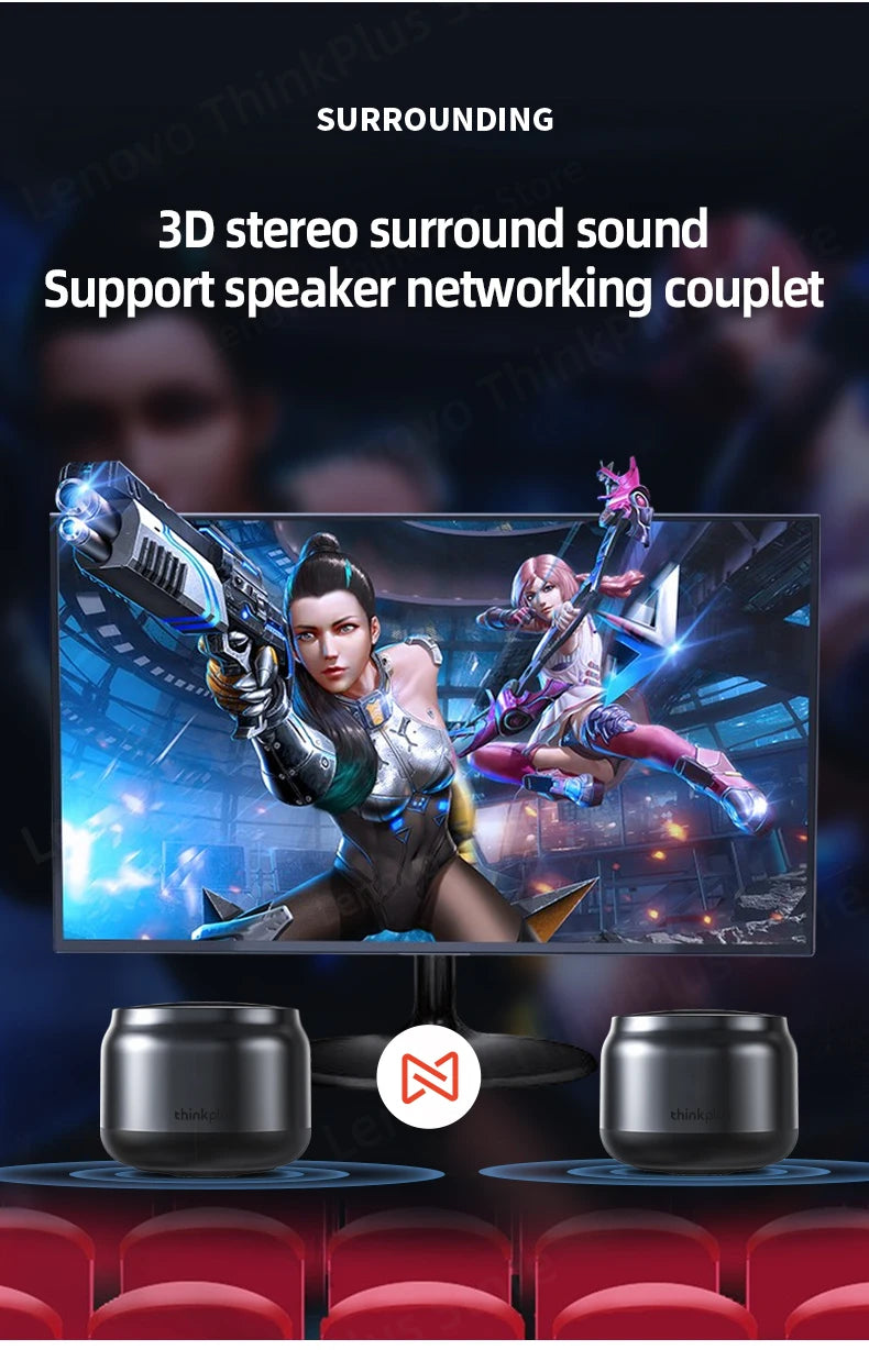 Altavoz portátil inalámbrico Bluetooth Lenovo K30, resistente al agua, con USB, para exteriores, con sonido envolvente y graves.