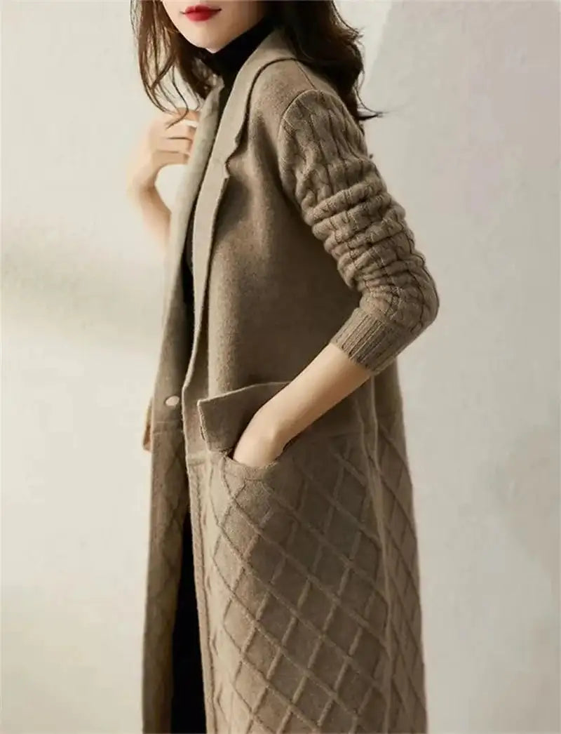 Korean French Style Cashmere Sweater Ladies Wool Windbreaker Cardigan New Autumn Winter Women Knitted Sweater Long Cardigan Coat - Lootquake