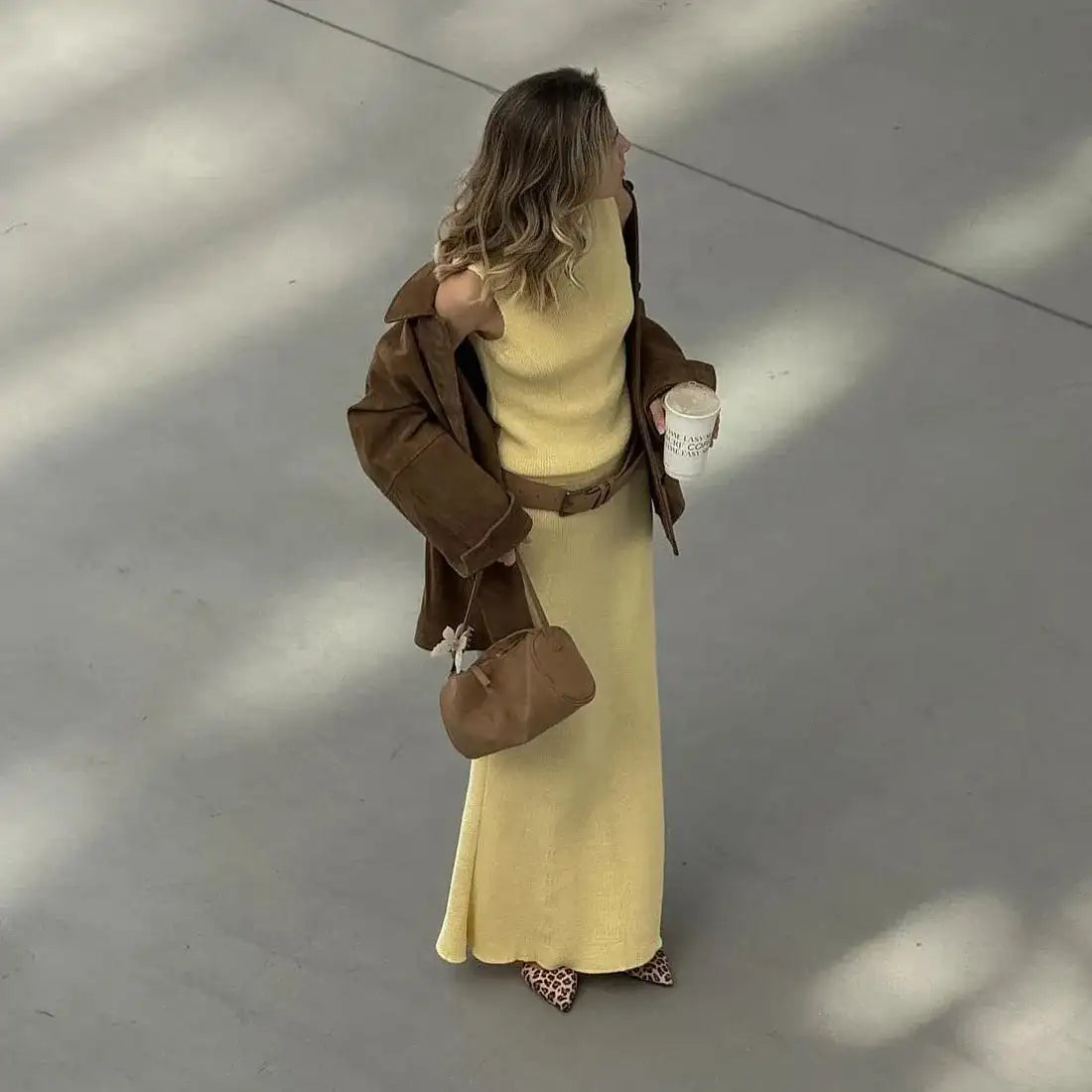 Tossy Elegant Knitwear 2 Piece-Set Long Dress Female Ribbed Sweater Pullover And Loose Patchwork Maxi Skirt Sets Ladies Outfits - Lootquake