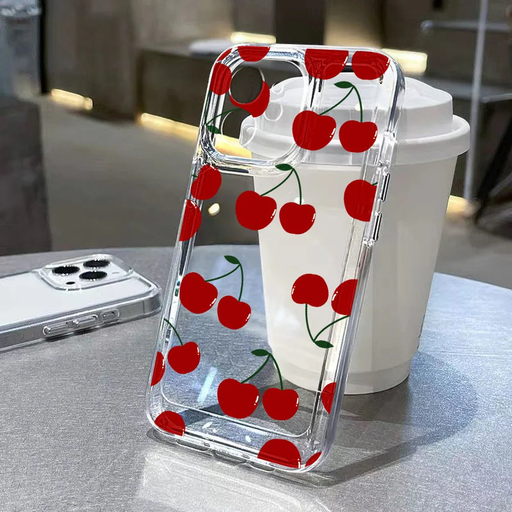 Bonita funda para teléfono con fresas