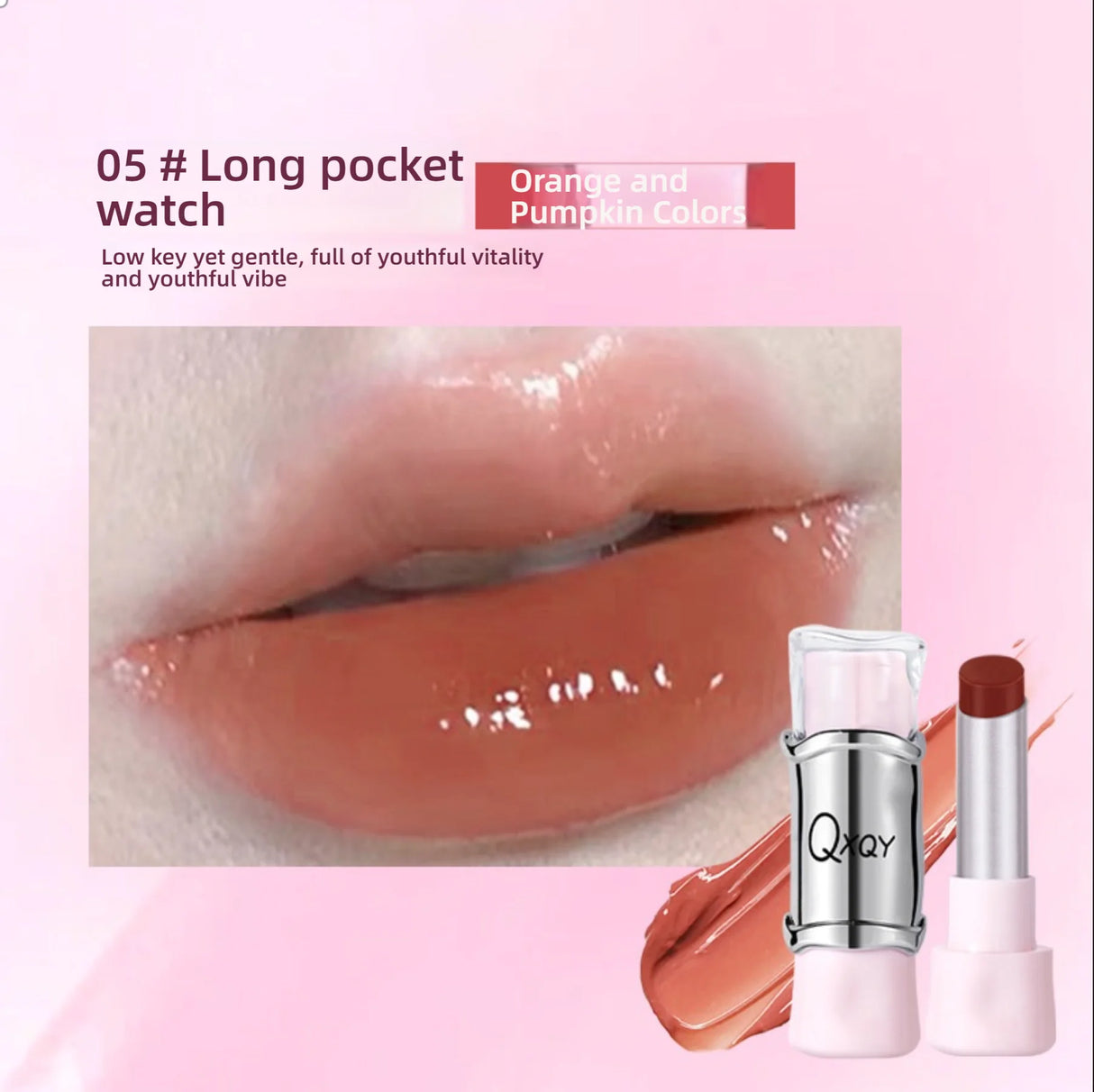 QXQY GLOSSY JELLY LIPSTICK - Brillant à lèvres effet miroir, hydratant et longue tenue, brillant à lèvres nude pour des lèvres pulpeuses et éclatantes (sans maquillage)