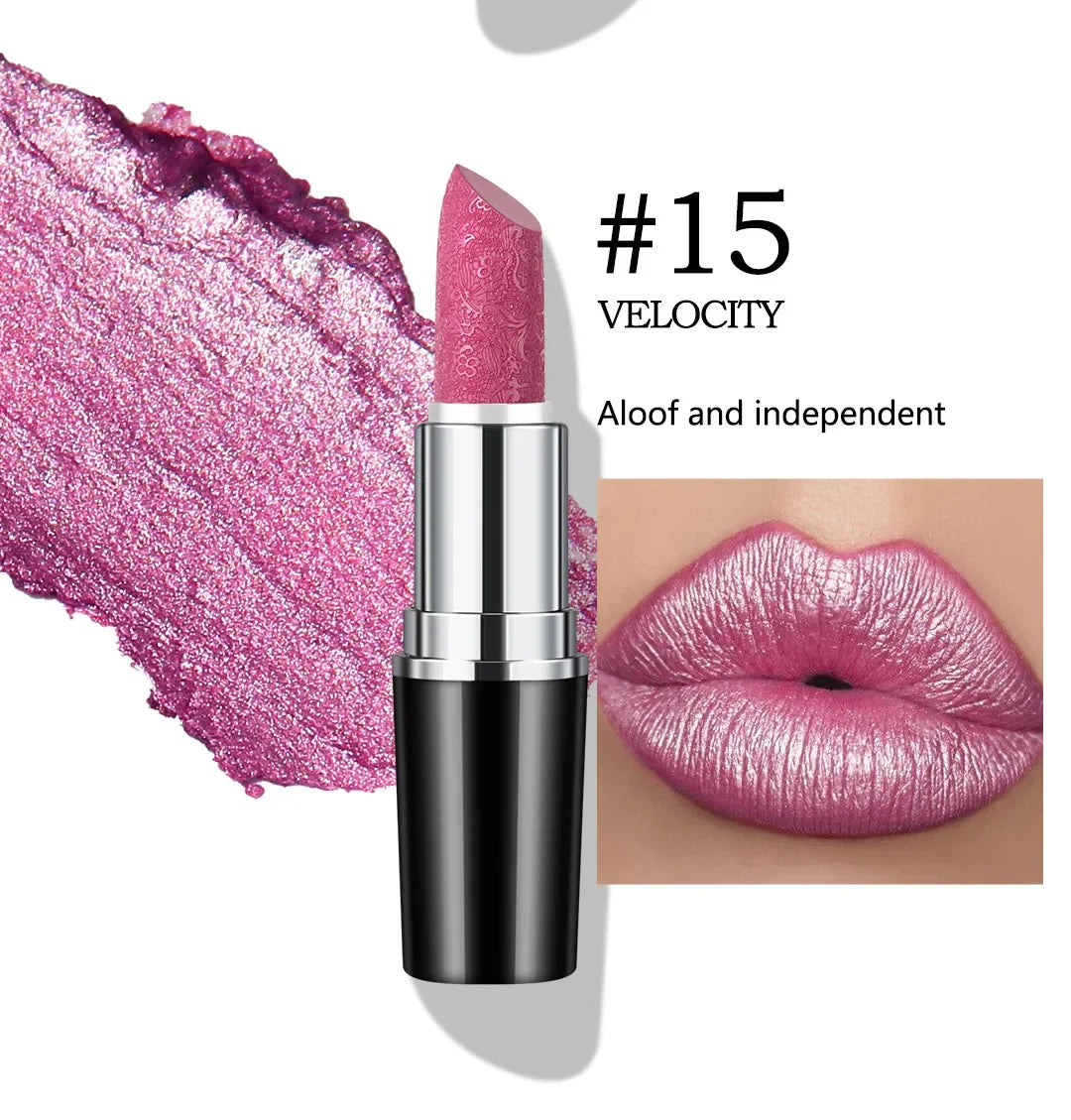 Fine Glitter Lipstick, Quicksand Gold Lipstick Non-sticky Non-fading Lipstick Pearlescent Long-lasting Silky Mermaid Lipstick