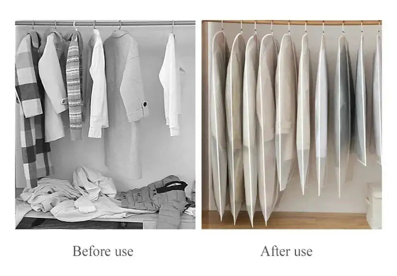 Dustproof Clothes Dust Cover Long Dress Suit Coat Dust Cover Closet Case Garment Storage Bag Clothes Wardrobes Hanging Organizer - Lootquake