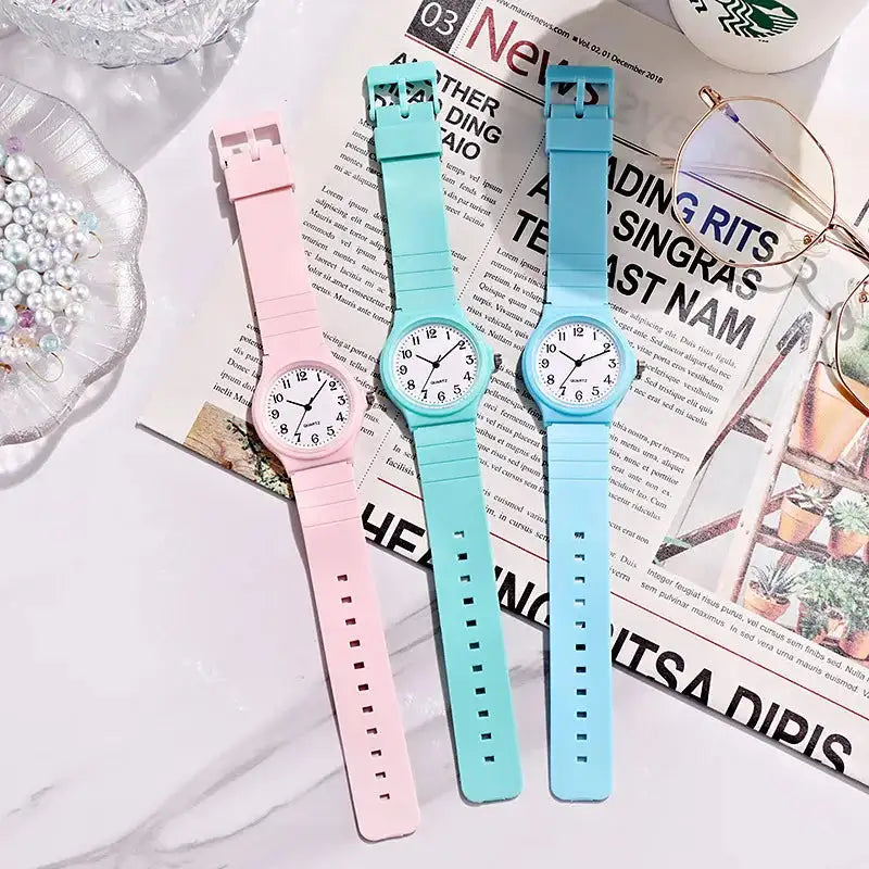 Exam Watch Silicone Strap Simple Women Watch Student Ladies Quartz Wristwatch Waterproof Round Small Dial for Women Reloj Mujer - Lootquake