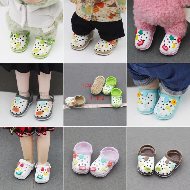 Labubu Doll Slippers 4.3x2.0cm Labubu Doll Decorative Accessories Desktop Doll Ornament Shoes For 15cm Doll Children Toys Gift