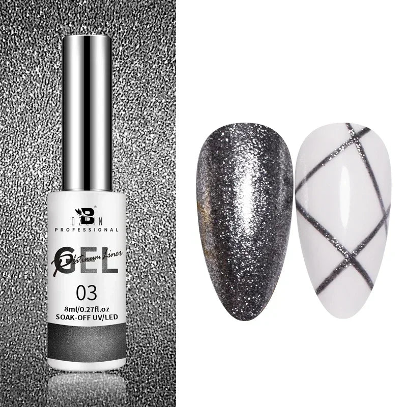 Esmalte de uñas en gel semipermanente, efecto espejo metálico, cromado, superbrillante, francés, UV LED, 5 ml, dorado y plateado.