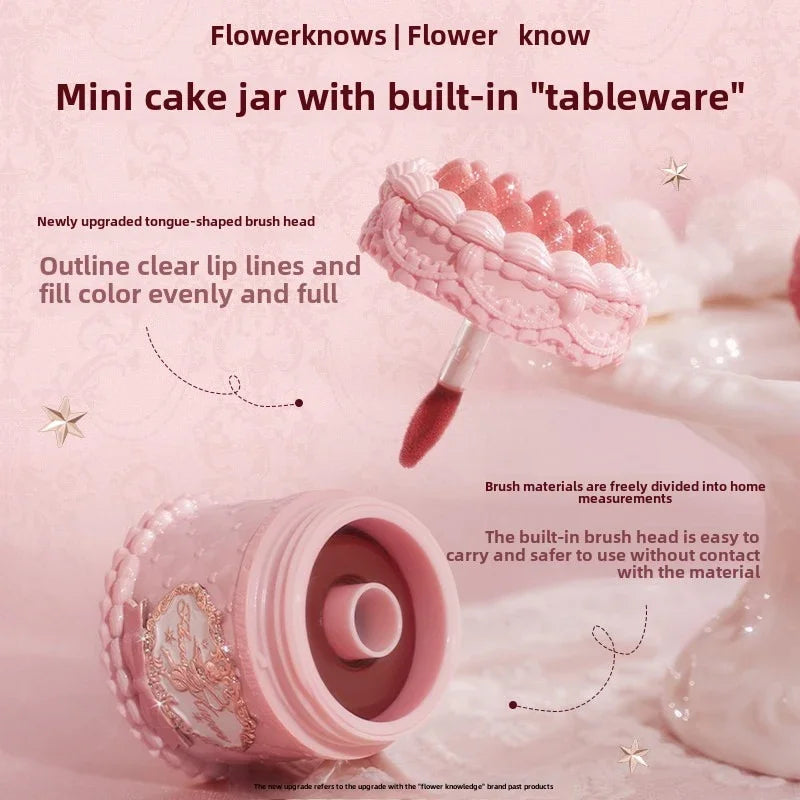Rouge à lèvres Flowerknows Strawberry Cupid Cake Matte Velvet Lipgloss Lip Mud Makeup Korean Flower Know Lip Cream pour filles et femmes