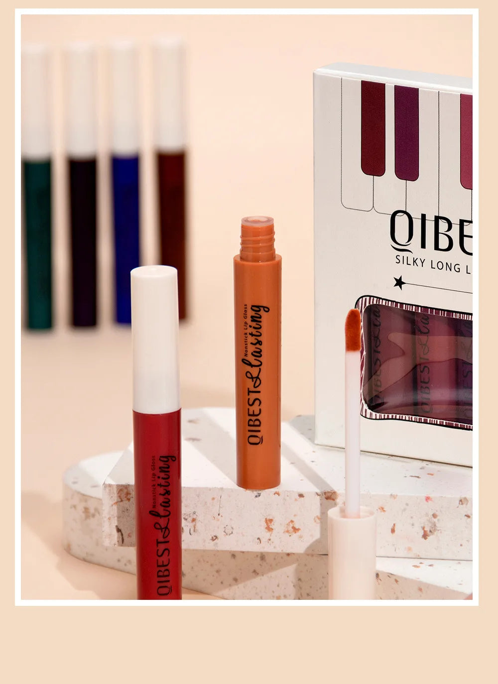 Coffret de gloss mat de luxe, 12 teintes waterproof, non collant, longue tenue, pour un maquillage de fête quotidien