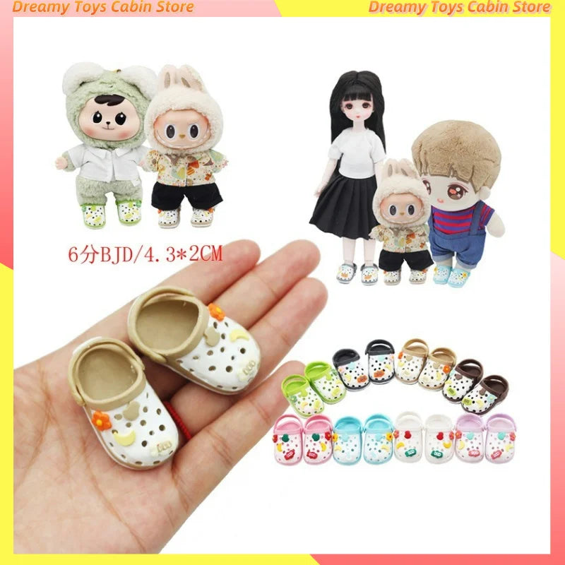 Labubu Doll Slippers 4.3x2.0cm Labubu Doll Decorative Accessories Desktop Doll Ornament Shoes For 15cm Doll Children Toys Gift