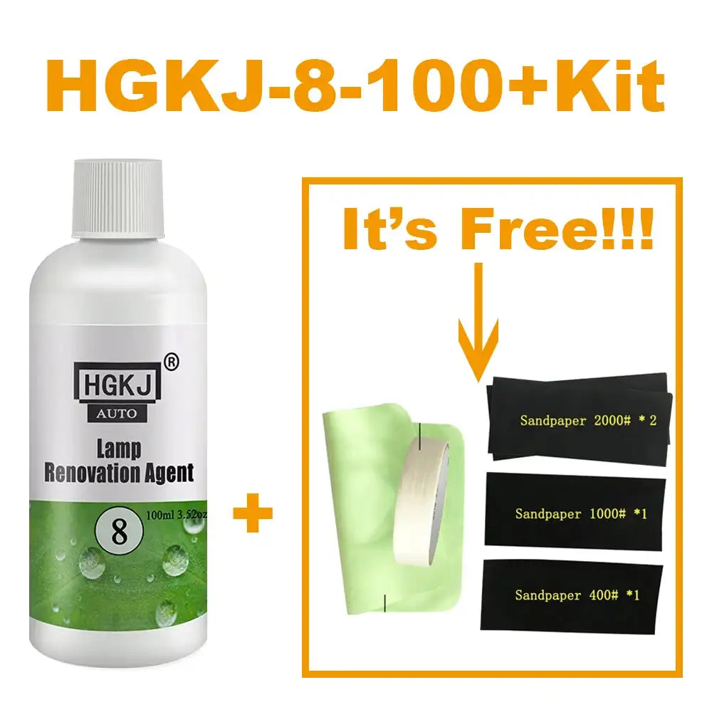HGKJ 8 Lamp Renovation Agent Auto Headlight Headlamp Polish Restoration Kit Long Lasting Protection Oxidation Liquid for Car - Lootquake