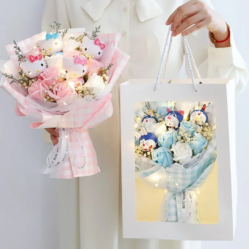 Hello kitty cartoon cute bouquet gift wholesale Valentine's Day birthday gift Kawaii anime doll bouquet for girlfriend new style - Lootquake