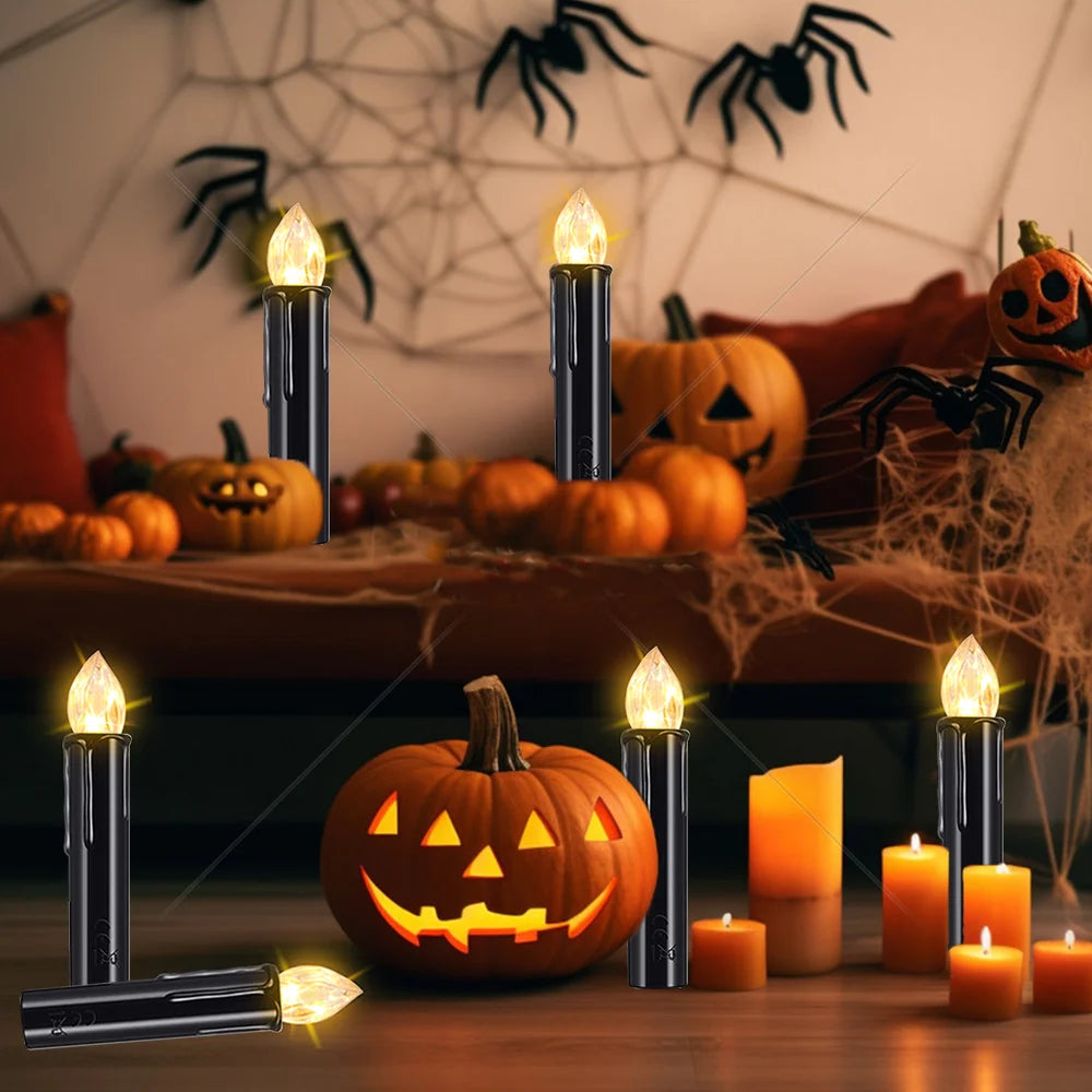 LED Floating Candle for Home Decoration, Flickering Flame, Timing Remote, Battery Operated, Halloween, Christmas,Black Candle