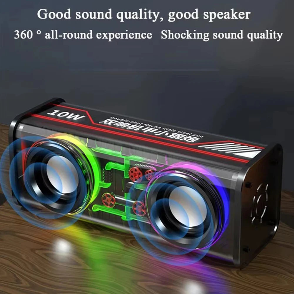 Altavoces duales Bluetooth 5.0 inalámbricos RGB1800mAh Altavoces mecánicos transparentes Efecto de luz Altavoz Subwoofer de graves Mini altavoz