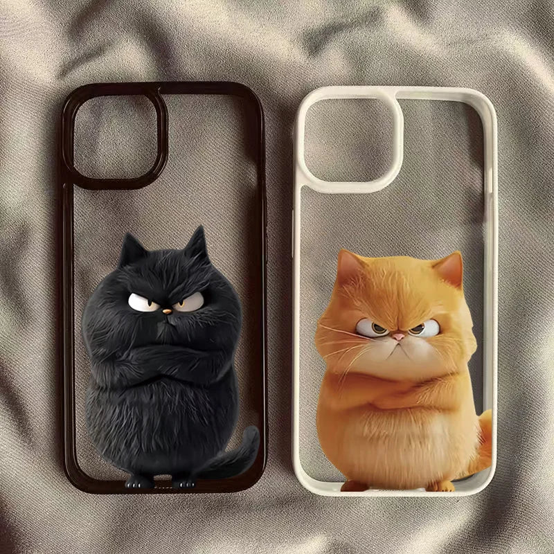 Funda transparente para teléfono con diseño de gato divertido y genial