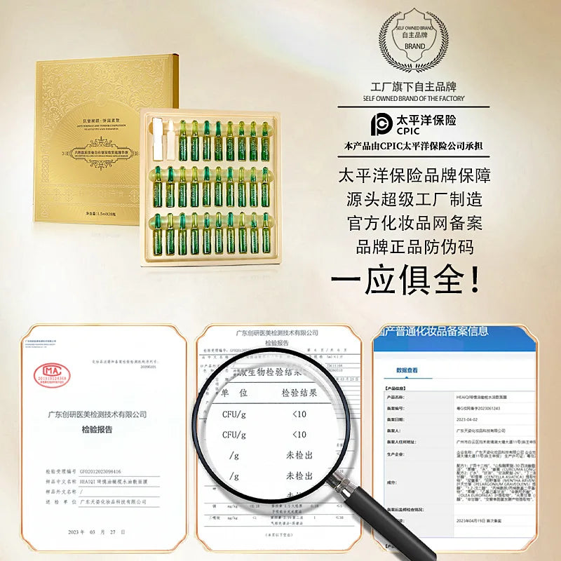 Kit de salón de belleza líquido con 28 ampollas reafirmantes antiarrugas de colágeno de seis péptidos, esencia antiedad y líneas ligeras.