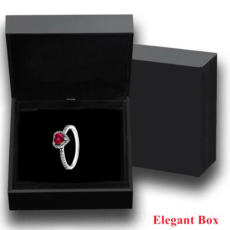 New Colored Crystal 925 Sterling Silver Ring Exquisite Women Shiny Heart Series Simple Ring Valentine's Day Gift for Lovers - Lootquake