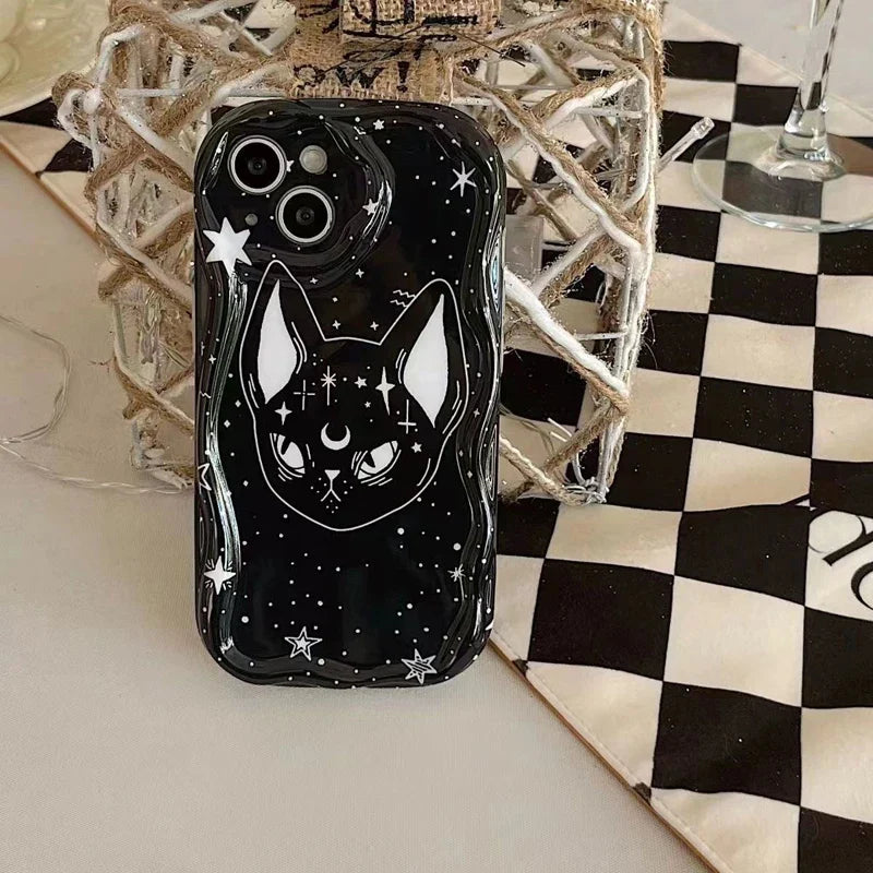 So Cool Dark Star Cat Cartoon Black Phone Case