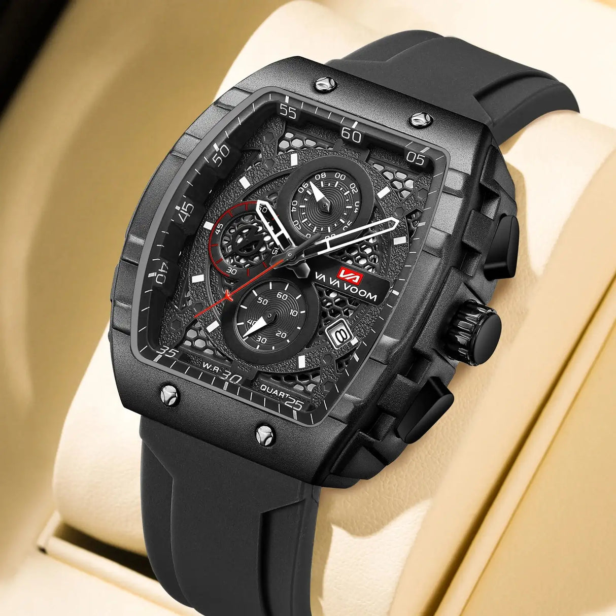 2025 New VA VA VOOM Top Brand Men Watches Luxury Square Sports Quartz Watch Waterproof Multifunctional Chronograph Watch for Men - Lootquake