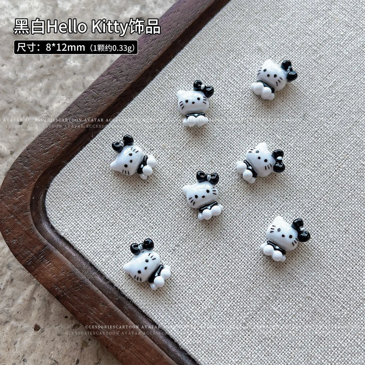 20Pcs Sanrioed Summer Beach Hello Kittys Nail Accessories Cartoon Black Skin Resin Charms Diy Girl Gift Nail Decoration - Lootquake