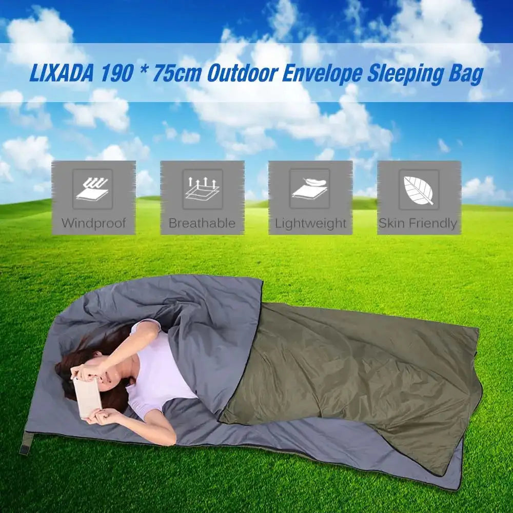 Lixada 190 * 75cm Outdoor Portable Envelope Sleeping Bag Camping Travel Hiking Multifunction Ultra-light 680g Backpacking - Lootquake