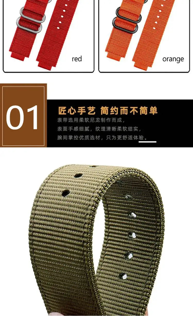 For TIMEX Tide Canvas Convex Strap Male Compass Bracelet T2N721 T2N720 TW2T76500 TW2T76300 Nylon Watchband 24*16MM Wristband - Lootquake