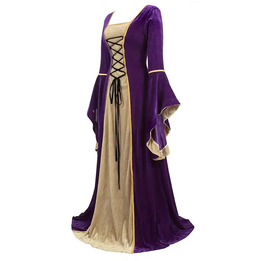 Medieval Renaissance Velvet Long Dress Women Victorian Retro Fancy Gown Halloween Cosplay Costume Plus Size - Lootquake