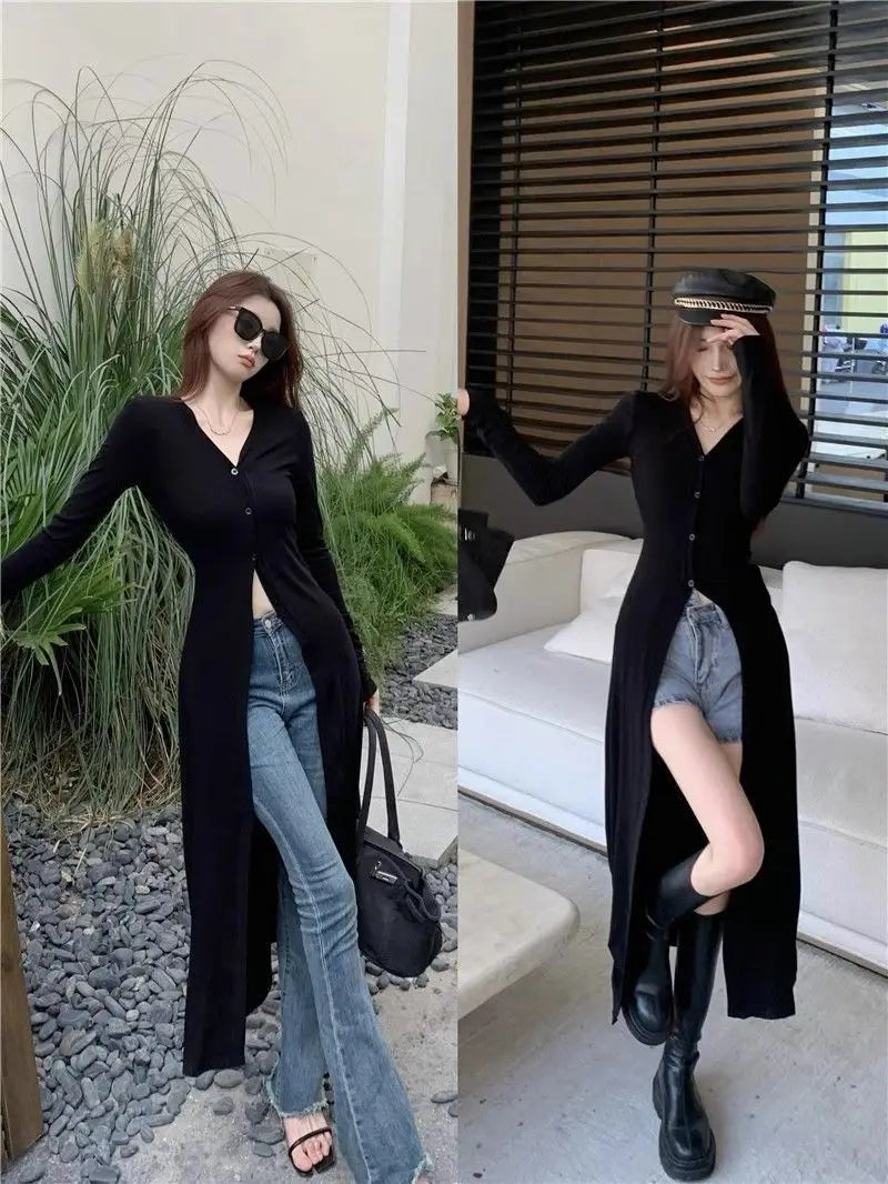 Street Casual Black Slim Long T Shirts Spring Autumn New Long Sleeve Solid Simplicity Fashion Tops Trend Vintage Women Clothing - Lootquake