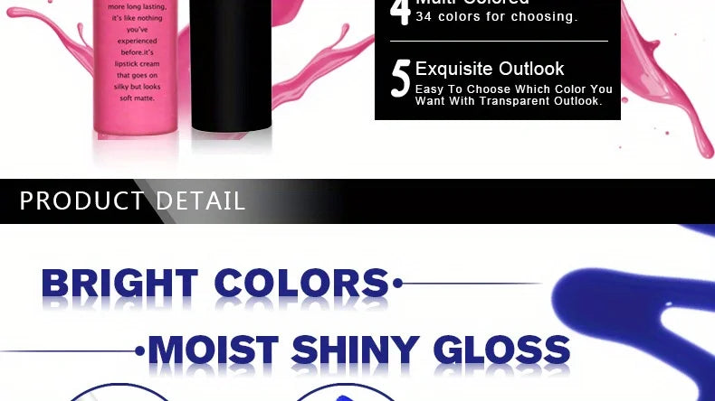 Rouge à lèvres mat et volumateur luxueux – Waterproof, longue tenue, 20 teintes variées | Cadeau idéal pour la Saint-Valentin