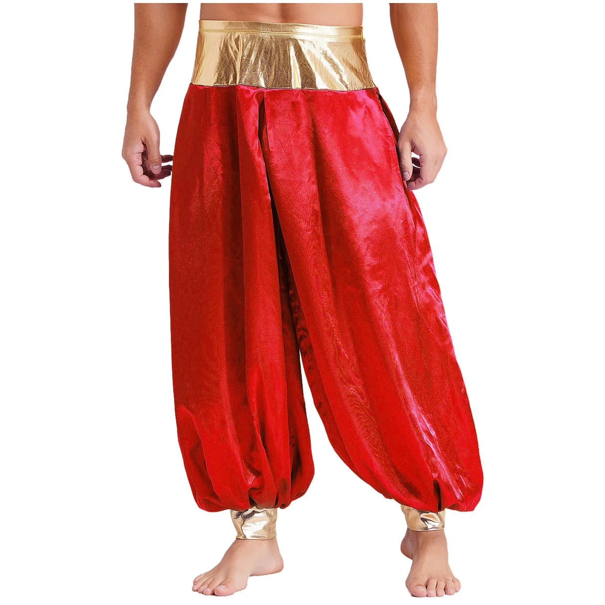 Halloween Men Arabian Indian Prince Cosplay Costume Stain Shiny Harem Trousers Arab Costume Carnival Dress Up Lantern Long Pants