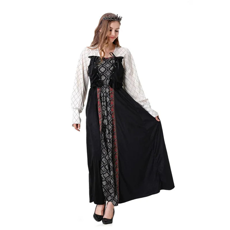 Halloween European Royal Retro Court King Queen Couple Cosplay Costume Christmas Medieval Renaissance Aristocratic Fancy Gown