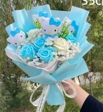 Hello kitty cartoon cute bouquet gift wholesale Valentine's Day birthday gift Kawaii anime doll bouquet for girlfriend new style - Lootquake